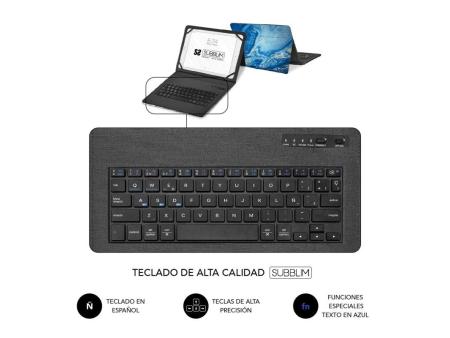 Funda con Teclado Subblim Keytab Pro Bluetooth para Tablets de 9'-11'/ Marmol Azul