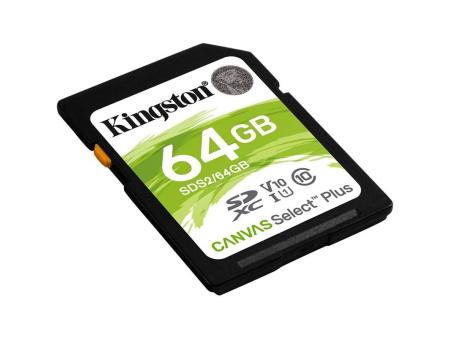 Tarjeta de Memoria Kingston CANVAS Select Plus 64GB SD XC/ Clase 10/ 100MBs