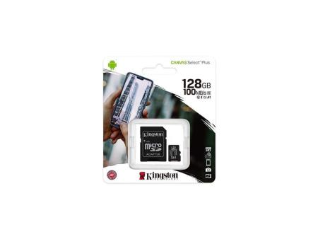 Tarjeta de Memoria Kingston CANVAS Select Plus 128GB microSD XC con Adaptador/ Clase 10/ 100MBs