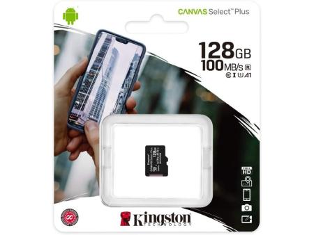 Tarjeta de Memoria Kingston CANVAS Select Plus 128GB microSD XC/ Clase 10/ 100MBs