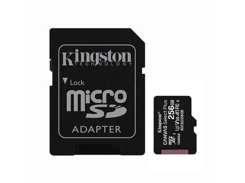 Tarjeta de Memoria Kingston CANVAS Select Plus 256GB microSD XC con Adaptador/ Clase 10/ 100MBs