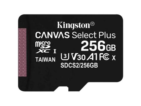 Tarjeta de Memoria Kingston CANVAS Select Plus 256GB microSD XC/ Clase 10/ 100MBs