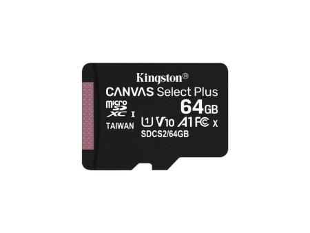 Tarjeta de Memoria Kingston CANVAS Select Plus 64GB microSD XC/ Clase 10/ 100MBs