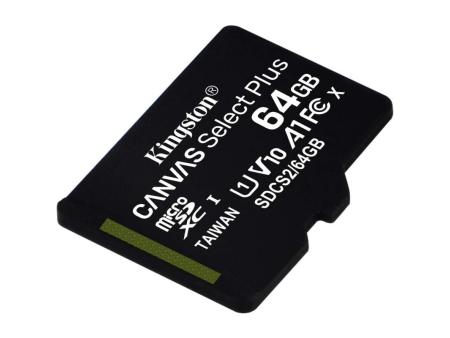 Tarjeta de Memoria Kingston CANVAS Select Plus 64GB microSD XC/ Clase 10/ 100MBs