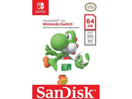 Tarjeta de Memoria SanDisk Nintendo Switch 64GB microSD XC UHS-I/ Clase 10/ 100MBs