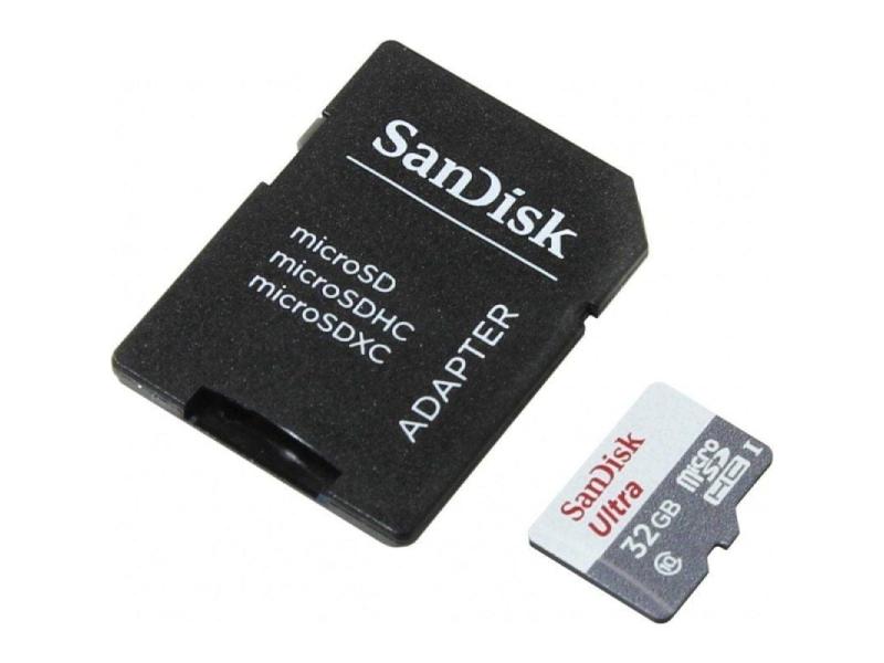 Tarjeta de Memoria SanDisk Ultra 32GB microSD HC con Adaptador/ Clase 10/ 100MB/s