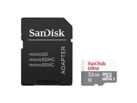 Tarjeta de Memoria SanDisk Ultra 32GB microSD HC con Adaptador/ Clase 10/ 100MB/s