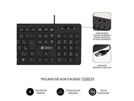 Teclado Subblim Business Slim Silencioso/ Negro