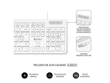 Teclado Subblim Business Slim Silencioso/ Blanco