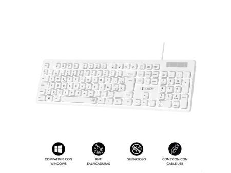 Teclado Subblim Business Slim Silencioso/ Blanco