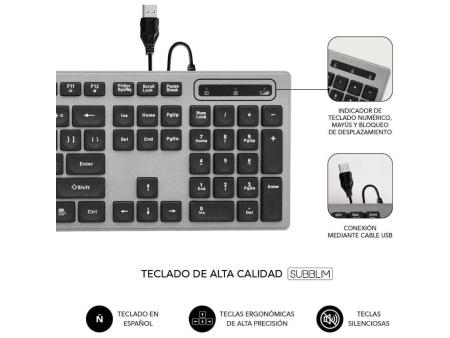 Teclado Subblim Wired Ergo Keys Silent Flat HQ/ Gris