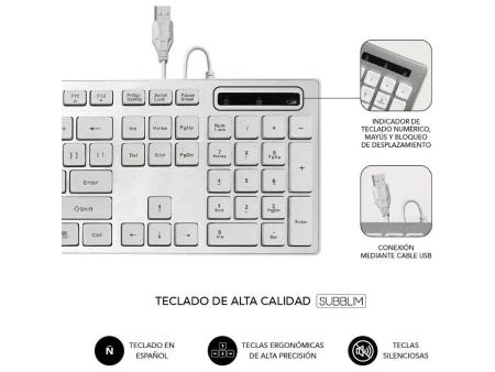 Teclado Subblim Wired Ergo Keys Silent Flat HQ/ Plata