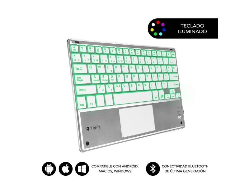 Teclado Compacto Inalámbrico por Bluetooth Subblim SMBT50/ Plata