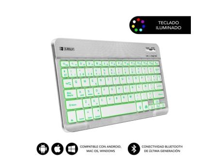 Teclado Compacto Inalámbrico por Bluetooth Subblim Smart Backlit/ Plata