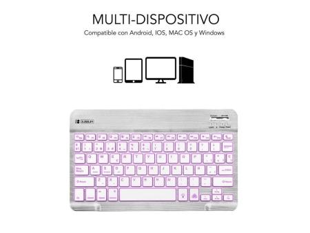 Teclado Compacto Inalámbrico por Bluetooth Subblim Smart Backlit/ Plata