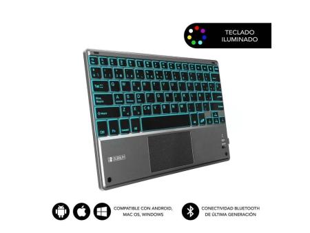 Teclado Compacto Inalámbrico por Bluetooth Subblim Touchpad Smart Blacklit/ Gris