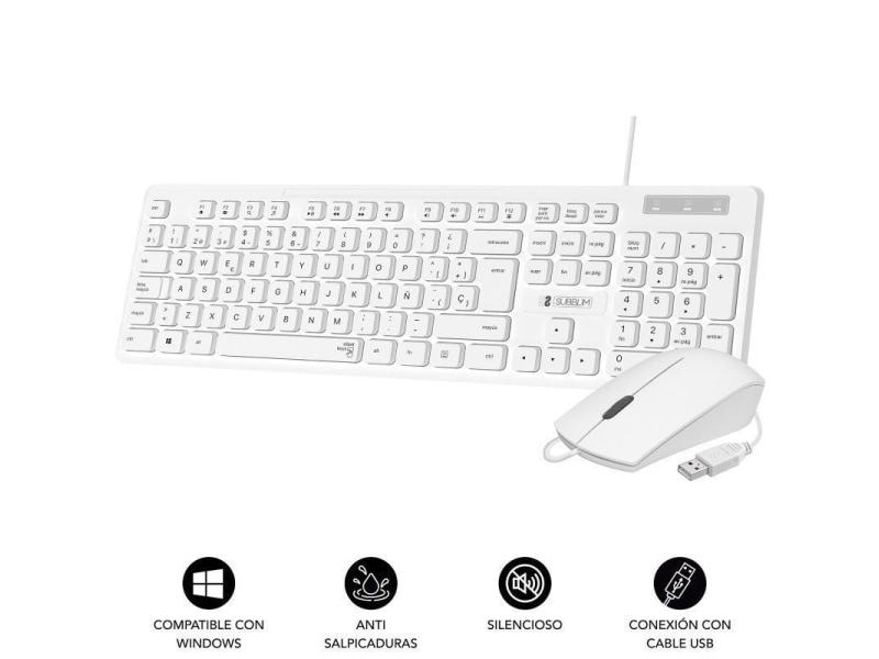 Teclado y Ratón Subblim Combo Business Slim Silencioso/ Blanco