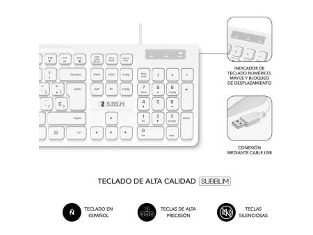 Teclado y Ratón Subblim Combo Business Slim Silencioso/ Blanco