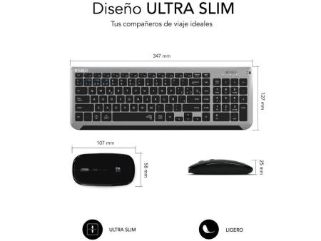 Teclado y Ratón Inalámbrico Subblim Combo Dual Prestige Extendido/ Gris y Negro