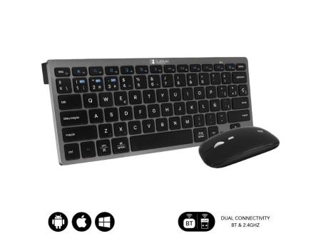 Teclado y Ratón Inalámbrico Subblim OCO020 Combo Multidispositivo Compacto/ Gris