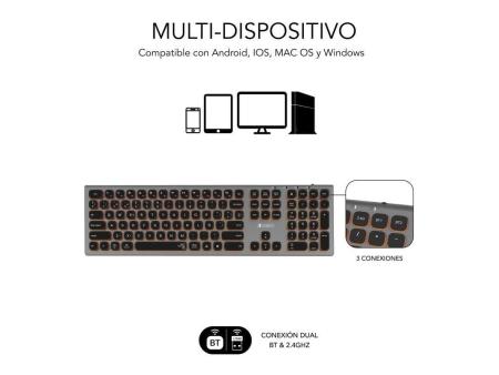 Teclado Inalámbrico Subblim Master/ Gris y Negro