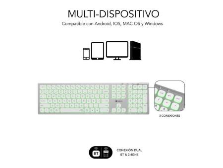 Teclado Inalámbrico Subblim Master/ Plata y Blanco