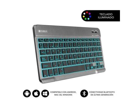 Teclado Compacto Inalámbrico por Bluetooth Subblim Smart Backlit/ Gris