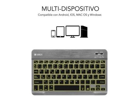 Teclado Compacto Inalámbrico por Bluetooth Subblim Smart Backlit/ Gris