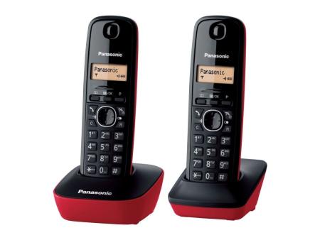 Teléfono Inalámbrico Panasonic KX-TG1612/ Pack DUO/ Negro y Rojo