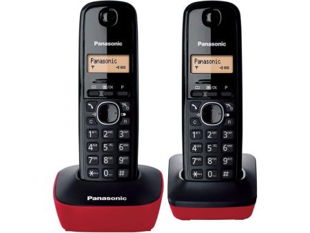 Teléfono Inalámbrico Panasonic KX-TG1612/ Pack DUO/ Negro y Rojo