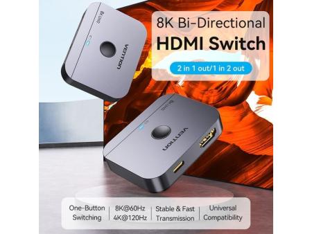 Switch Conmutador 8K HDMI 2.1 Bidireccional Vention AKPH0 HDMI Hembra/USB-C Hembra - 2x HDMI Hembra