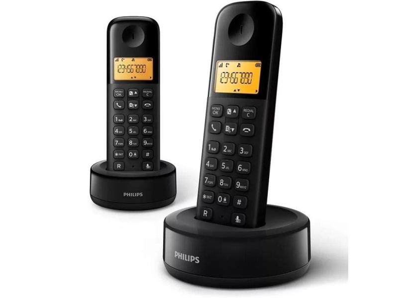 Teléfono Inalámbrico Philips D1602B/34/ Pack DUO/ Negro