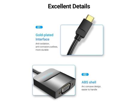 Adaptador USB Tipo-C Vention TDDBB/ USB Tipo-C Macho - VGA Hembra