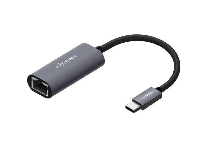 Adaptador USB Tipo-C Aisens A109-0709/ USB Tipo-C Macho - RJ45 Hembra/ 1000Mbps/ 15cm/ Gris