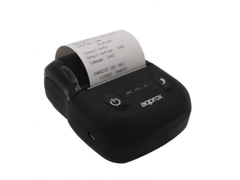 Impresora de Tickets Approx appPOS58PORTABLE+/ Térmica/ Ancho papel 58mm/ USB-Bluetooth/ Negra