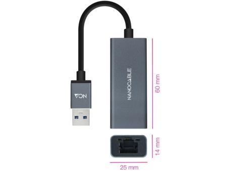 Adaptador USB 3.0 - RJ45 Nanocable 10.03.0405/ 1000Mbps