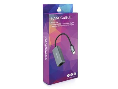 Adaptador Tipo-C - RJ45 Nanocable 10.03.0406/ 1000Mbps