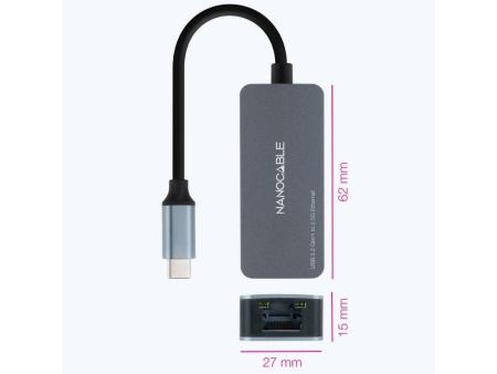 Adaptador RJ45 Nanocable 10.03.0410/ USB Tipo-C Macho - RJ45 Hembra