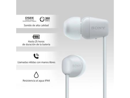 Auriculares Inalámbrico Intrauditivos Sony WI-C100/ con Micrófono/ Bluetooth/ Blancos