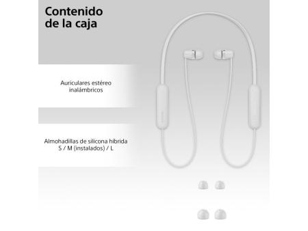 Auriculares Inalámbrico Intrauditivos Sony WI-C100/ con Micrófono/ Bluetooth/ Blancos