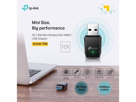 Mini Adaptador USB - WiFi TP-Link Archer T3U AC1300/ 1300Mbps