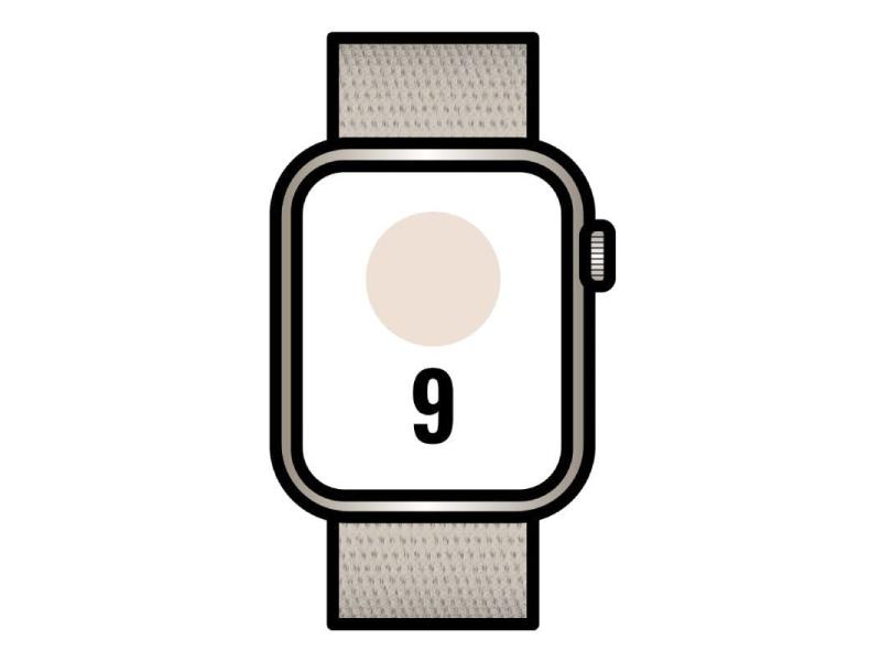 Apple Watch Series 9/ GPS/ 45mm/ Caja de Aluminio Blanco Estrella/ Correa Deportiva Loop Blanco Estrella