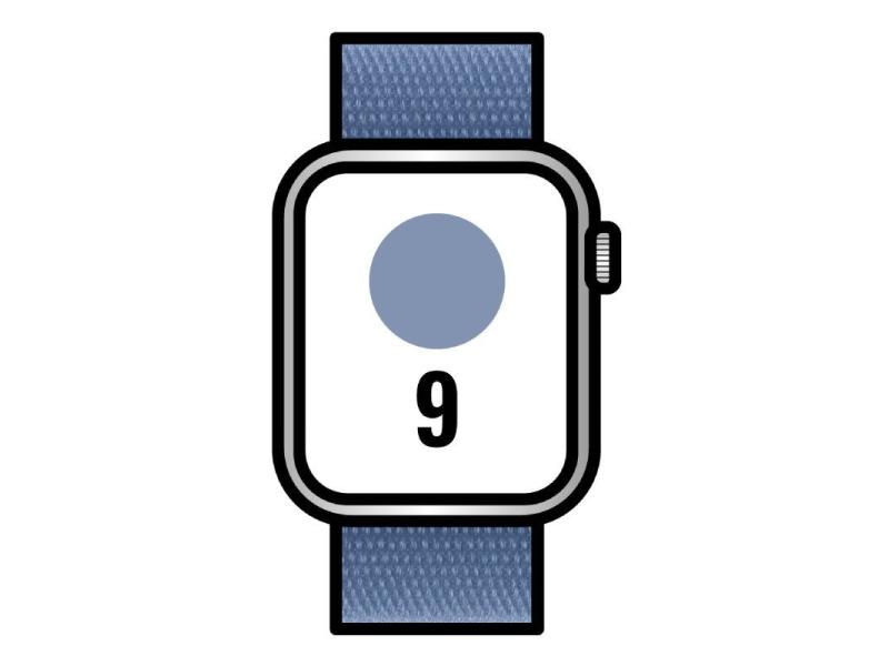 Apple Watch Series 9/ GPS/ 45mm/ Caja de Aluminio Plata/ Correa Deportiva Loop Azul Invierno