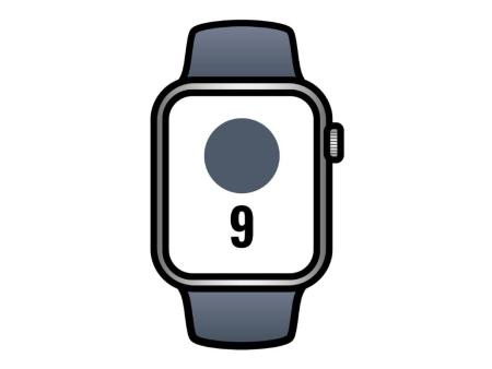 Apple Watch Series 9/ GPS/ 45mm/ Cellular/ Caja de Aluminio Plata/ Correa Deportiva Azul Tempestad S/M