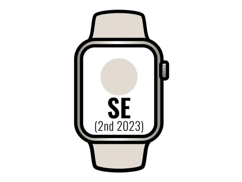 Apple Watch SE 2 Gen 2023/ GPS/ 40mm/ Caja de Aluminio Blanco Estrella/ Correa Deportiva Blanco Estrella S/M