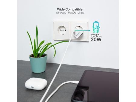 Cargador Gan de Pared TooQ TQWC-GANPD30WT/ 1xUSB Tipo-C/ 30W