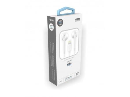 Expositor de Auriculares Tech One Tech earTECH TEC1203/ con Micrófono/ Lightning/ Incluye 10 Auriculares Blancos