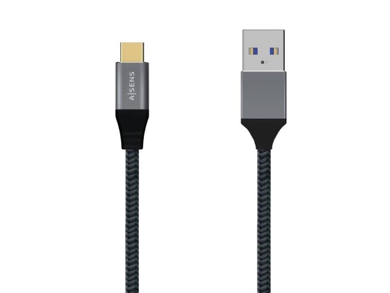 Cable USB 3.1 Aisens A107-0630/ USB Tipo-C Macho - USB Macho/ Hasta 27W/ 1250Mbps/ 50cm/ Gris