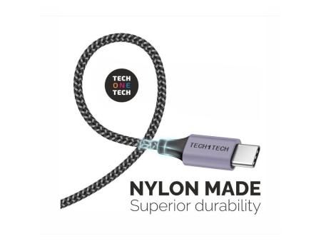 Cable USB 2.0 Tech One Tech TEC2023/ USB Tipo-C Macho - USB Macho/ 2m/ Gris