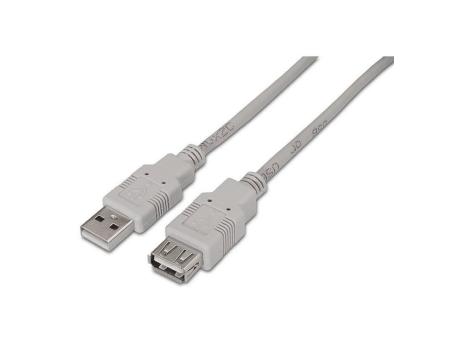 Cable Alargador USB 2.0 Aisens A101-0012/ USB Macho - USB Hembra/ Hasta 2.5W/ 60Mbps/ 1m/ Beige